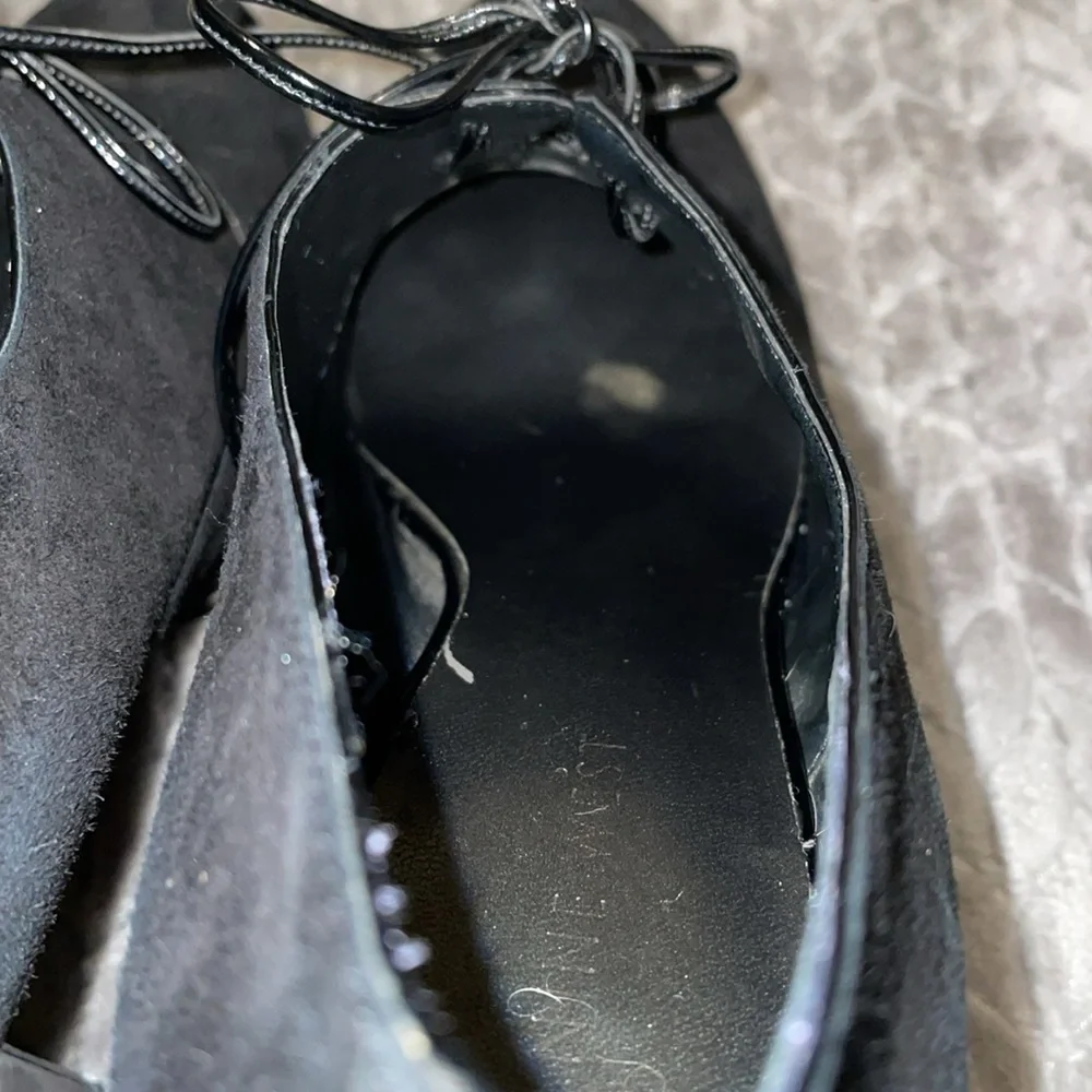 Nine West Black‎ Heels with Peek A Boo Bow Ties.  Size 9.